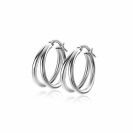 19mm ZINZI zilveren multi-look oorringen met een trendy dubbele buis en handige bovensluiting ZIO-BF113
