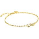 ZINZI goldplated zilveren schakelarmband met klavertje vier en hartje hanger ZIA2783Y