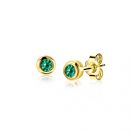 MEI oorknoppen 4mm gold plated met geboortesteen groen smaragd zirconia
