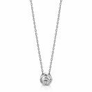 ZINZI zilveren ketting met hanger rond wit 40-45cm ZIC1775
