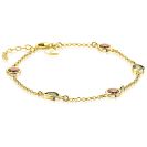 ZINZI gold plated zilveren fantasie armband met ronde vormen bruin en olijfgroen ZIA2770