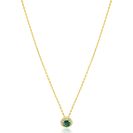 ZINZI goldplated zilveren ketting 45cm met smaragdgroene kleursteen in entourage zetting ZIC2697G