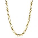 ZINZI zilveren schakelcollier 14K geel verguld ovaal en jasseron schakel 45cm ZIC2154G
