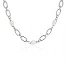 ZINZI zilveren schakel ketting met witte zoetwaterparels 49cm ZIC-BF112