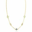 ZINZI gold plated zilveren schakelketting met twee mintgroene klavers en een blauwe klaver 40-45cm ZIC2763