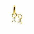 5mm ZINZI gold plated zilveren oorbedels met twee witte zirkonia's in trendy vormen ZICH-BF117Y (zonder oorringen)