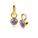 JUNI oorbedels gold plated maand met geboortesteen licht paars amethist zirconia (excl. oorringen)
