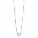 ZINZI zilveren ketting met open hartje (9,5mm) voorzien van een bolstructuur 42-45cm ZIC2703