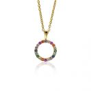 ZINZI gold plated zilveren hanger 12mm bezet regenboog ZIH2170 (zonder collier)
