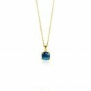 ZINZI Gold 14 krt gouden ketting met chique vierkante hanger, bezet met Londen topaas 40-43cm ZGC537