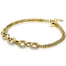 ZINZI zilveren gourmet armband 14K geel verguld grove ovale schakels bicolor witte zirconia ZIA2203Y