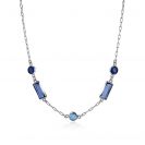 ZINZI zilveren paperclip schakel ketting met ronde en rechthoek zettingen blauw/kobalt 42-45 cm ZIC-BF44
