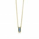ZINZI gold plated zilveren jasseron ketting met rechthoekige blauwe steen 42-45cm ZIC-BF51
