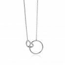 ZINZI zilveren ketting hart rond wit 45cm ZIC1483