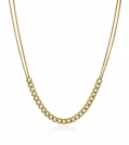 ZINZI zilveren multi-look ketting 14K geel verguld 45cm middenstuk brede gourmet schakels ZIC2185G