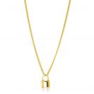 ZINZI gold plated zilveren gourmet ketting 45cm met trendy slotje als bedel 40-45cm ZIC2354G
