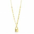 ZINZI gold plated zilveren paperclip schakelketting 45cm met trendy slotje als bedel 40-45cm ZIC2355G