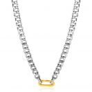 ZINZI zilveren brede gourmet ketting 42cm met ovale sluitring in 14K geel verguld ZIC2378