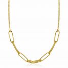 ZINZI gold plated zilveren ketting 45cm met vier grote ovale schakels en gourmet schakels ZIC2382
