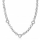 ZINZI luxe zilveren collier met driehoek schakels, bezet met witte zirconia's 45 cm ZIC2388
