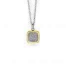 ZINZI gold plated zilveren vierkante hanger 18mm witte zirconia's ZIH1070Y
