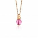 ZINZI rosé gold plated zilveren ronde hanger met roze kleursteen 17mm ZIH1112R 
