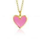 ZINZI gold plated zilveren hanger hart 15mm met roze emaille ZIH2314R (zonder collier)