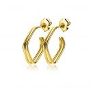 21mm ZINZI gold plated zilveren oorstekers in vierkante vorm en dubbele buis ZIO-BF125G