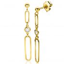 ZINZI gold plated zilveren oorstekers lange paperclip ketting met ronde witte zirconia 49mm ZIO2364Y