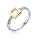 ZINZI zilveren ring geel verguld vierkant wit ZIR1862G