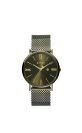 ZINZI Roman horloge olijfgroene wijzerplaat en kast met goudkleurige wijzers olijfgroene stalen mesh band 34mm ZIW544M
