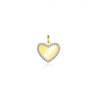 10mm ZINZI Gold 14 krt gouden hanger met glanzend hartje van 10mm en met chique witgouden parelrand ZGH364-10 (zonder collier)