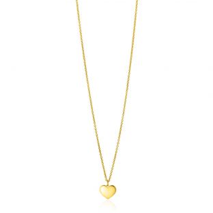ZINZI Gold 14 krt gouden ketting 43cm met hart hanger 8mm ZGC312