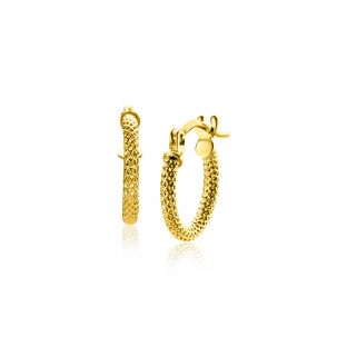 11,5mm ZINZI Gold 14 krt gouden oorringen trendy bewerkte buis 1,6mm breed ZGO330