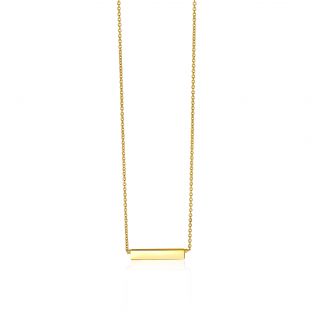 ZINZI Gold 14 karaat gouden collier plaatje glad 42cm ZGC176