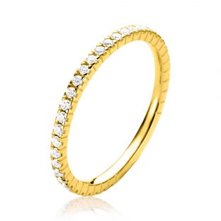 ZINZI Gold 14 krt gouden ring 1,7mm breed met witte zirconia's gezet in railzetting ZGR373