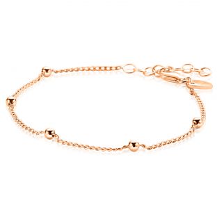 ZINZI rosé plated zilveren gourmet schakelarmband met vijf glanzende bolletjes (3mm breed) ZIA2714R