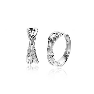18mm ZINZI zilveren luxe oorringen cross-over met paperclip schakel en gedraaide baan 18x6mm met klapsluiting ZIO2544