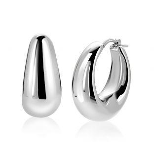 31mm ZINZI zilveren oorringen met brede buis (9mm) en ovaal model, handige bovensluiting  ZIO2750