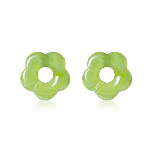26mm oorbedels bloem lichtgroen kunststof ZICH2720G