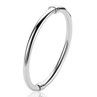 ZINZI zilveren bangle armband glad 5mm ronde buis en luxe scharniersluiting ZIA2754