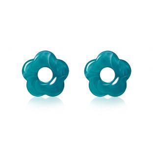 26mm oorbedels bloem turquoise kunststof ZICH2720T