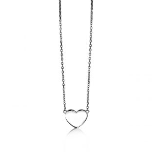 Zinzi zilveren ketting 43cm met hart plaatje 10mm om te graveren ZIC2346