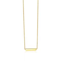 ZINZI Gold 14 karaat gouden collier plaatje glad 42cm ZGC176