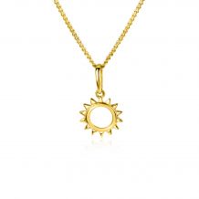 ZINZI Gold 14 karaat gouden hanger 14mm met stralend open zonnetje ZGH401