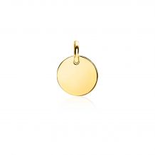 ZINZI Gold 14 karaat gouden hanger rond graveerplaatje 10mm ZGH215