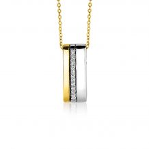 ZINZI Gold 14 karaat gouden bicolor hanger 18mm met 0,08crt diamant ZGH34 (zonder collier)