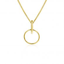 ZINZI Gold 14 krt gouden hanger 18mm met open ronde vorm en trendy staafje als hangoog ZGH404 (zonder collier)