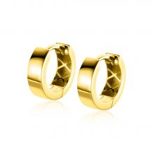 12,5mm ZINZI Gold 14 krt gouden oorringen brede vierkante buis 3,6mm met luxe klapsluiting ZGO438