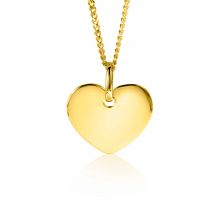 12mm ZINZI Gold 14 krt gouden hanger met trendy glanzend hartje van 12mm ZGH396-12